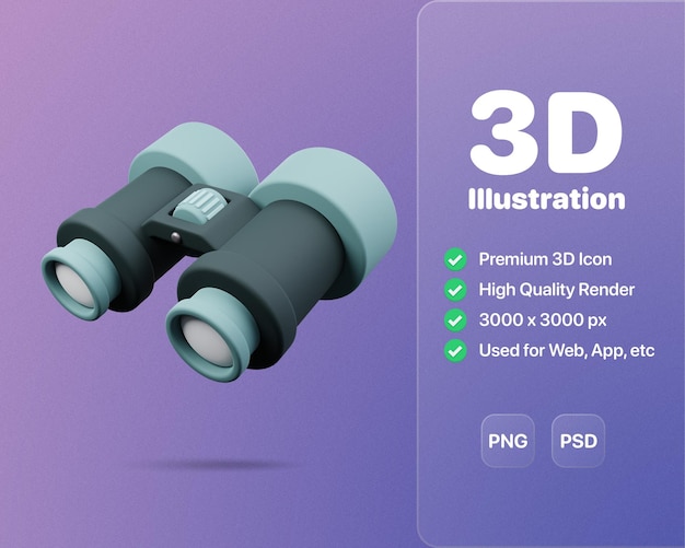 このリアルな 3D アイコンの双眼鏡でアウトドア キャンプ体験を強化しましょう