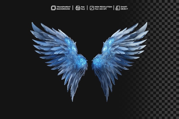 Enigmatic frozen ice wings effect with a mystical vibe without background