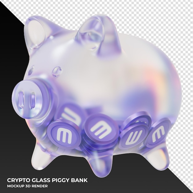 Enjin Coin ENJ coin in frosted glass piggy bank 3d rendering