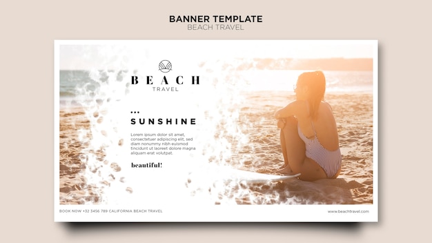 Enjoy best summer time woman sitting on  sand banner