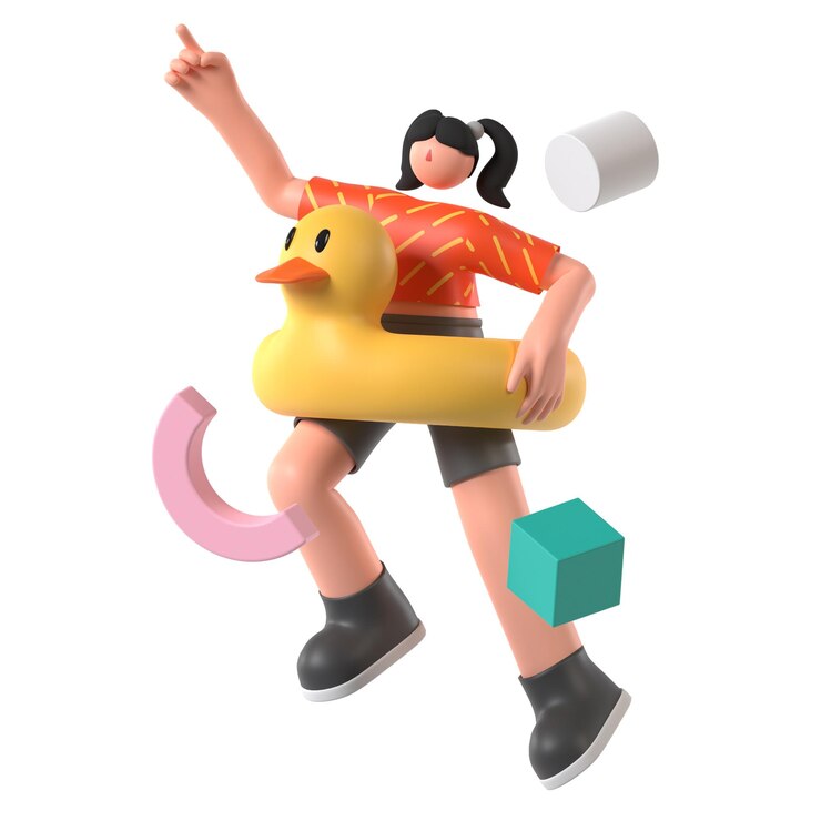 PSD enjoy the pool with rubber duck travel holiday 3d illustration