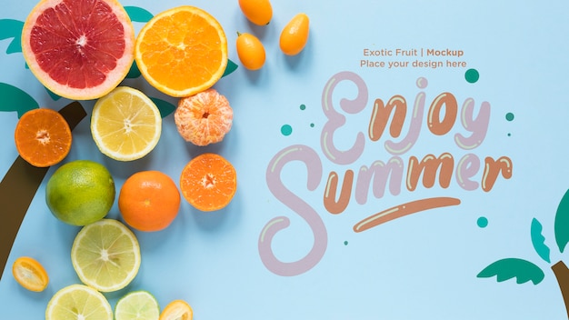 PSD enjoy summer with collection of exotic fruits