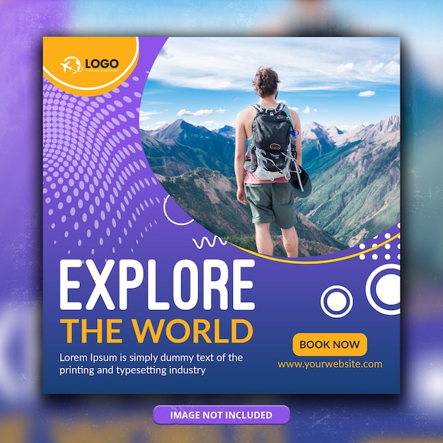 PSD goditi il modello di post sui social media per tour e viaggi