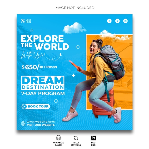 PSD enjoy your dream vacation social media post design