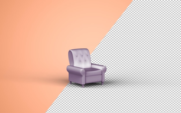 PSD enkele geïsoleerde fauteuil in platte monochrome crèmekleurige achtergrond, enkele kleursamenstelling, 3d-rendering voor webpagina's, presentatie en afbeeldingsframe-achtergronden.