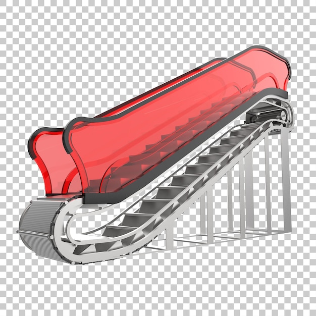 Enkele roltrap geïsoleerd op transparante achtergrond 3d-rendering illustratie