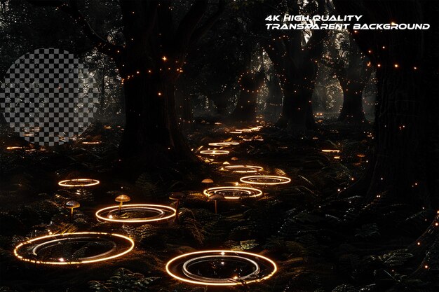 PSD enter the realm of fae with glowing fairy circles enchant on transparent background