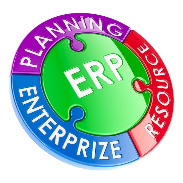 Enterprise Resource Planning ERP concept 3D rendering isolated on transparent background