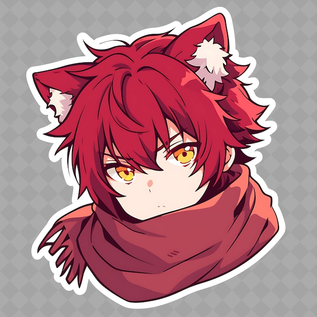 PSD Увлекательная и кавайская аниме wolf boy с волчьими ушами и wea png creative cute sticker collection