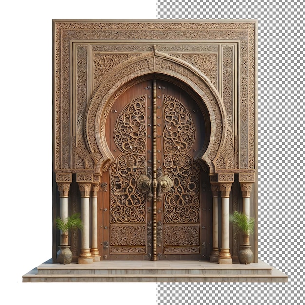 Entrance Elegance Isolated 3D Door on PNG Background