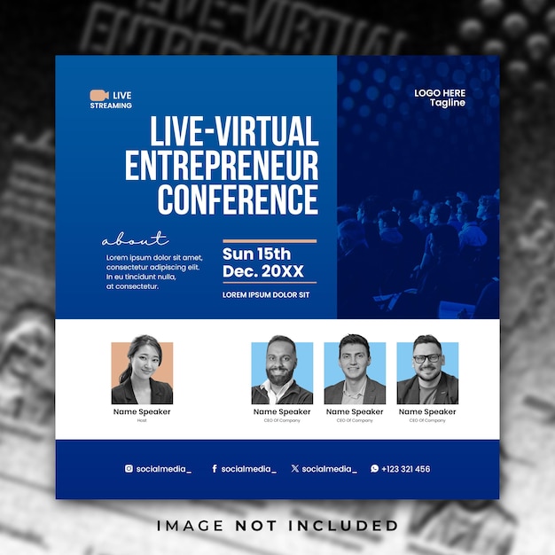 Entrepreneur conferentie instagram post en social media banner sjabloon