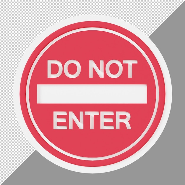 PSD do not entry road sign 3d render illustration