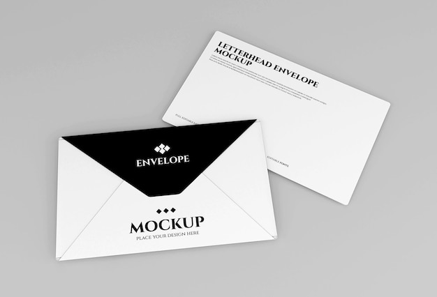 Envelop mockup-ontwerp in 3d-rendering