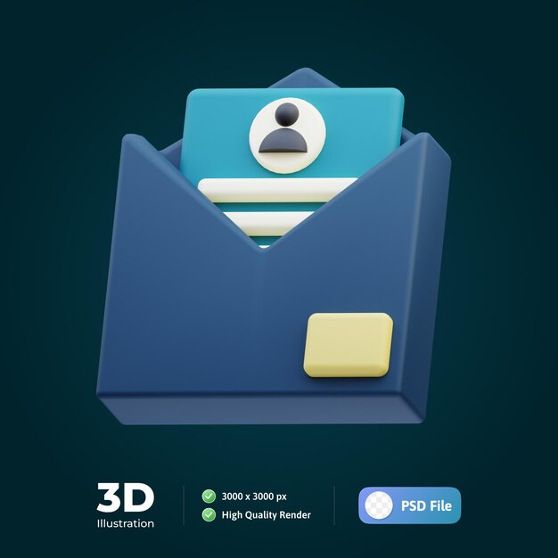 PSD envelope business 3d illustration