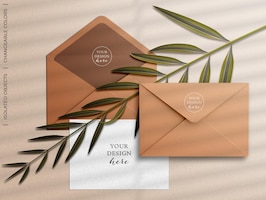 Envelope and invitation greeting card mockup