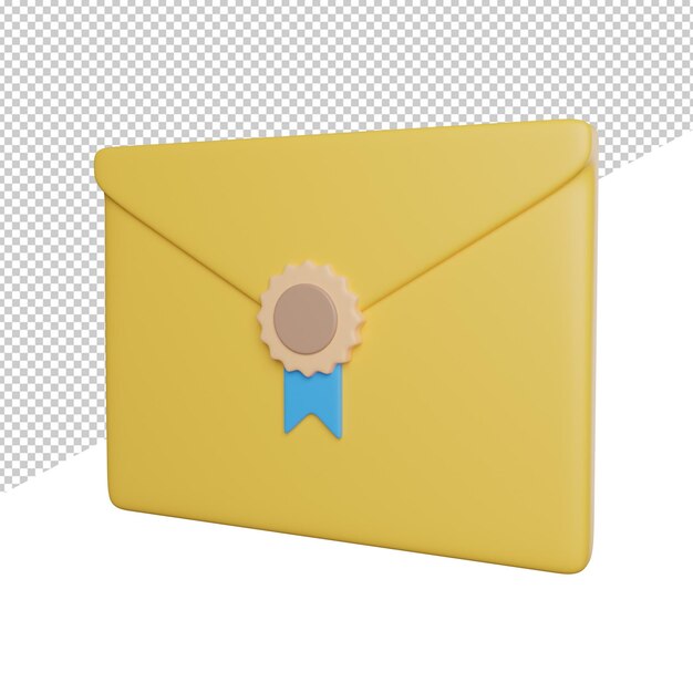 Envelope message invitation side view 3d rendering icon illustration on trasnparent background