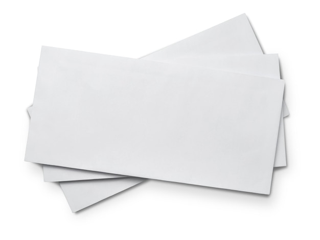 PSD envelope mock-up lege kopie ruimte papier sjabloon uitgeknipt geïsoleerd op wit