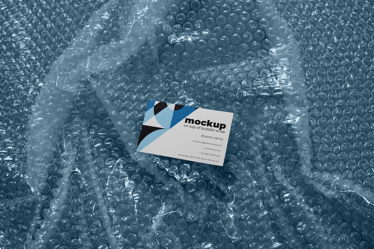 PSD envelope mockup on bubble wrap