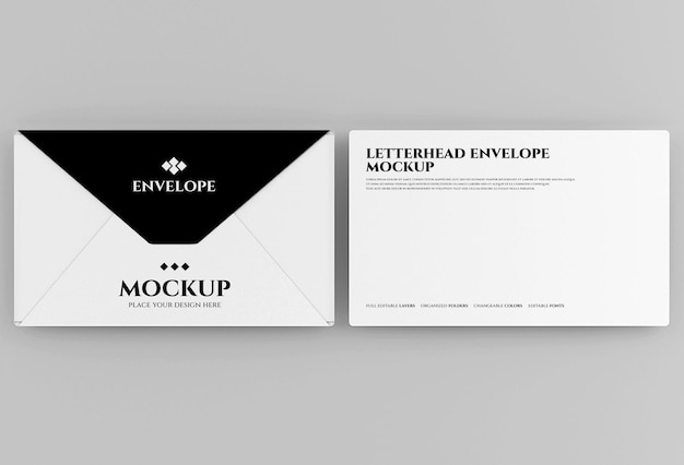 Envelope mockup design in 3d rendering