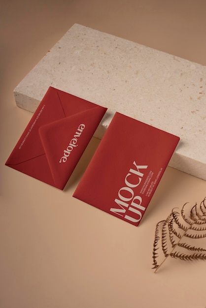 Envelope mockup with flower