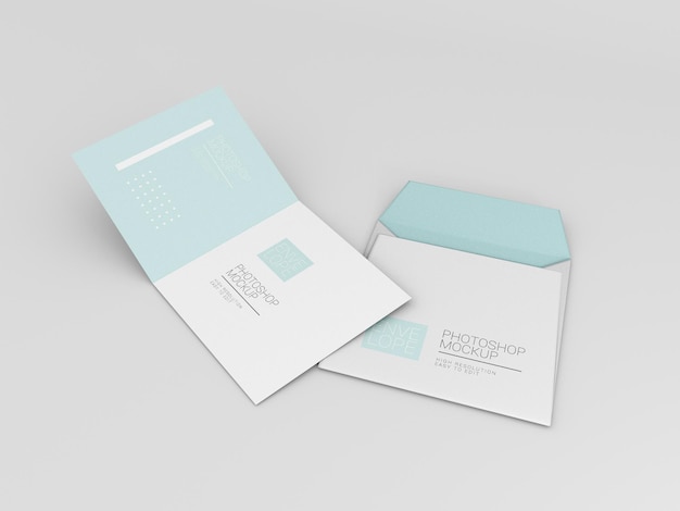 Mockup di busta con carta quadrata