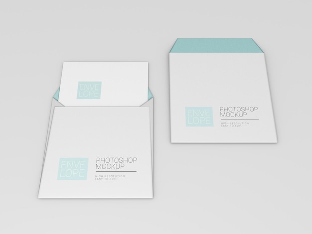 Mockup di busta con carta quadrata