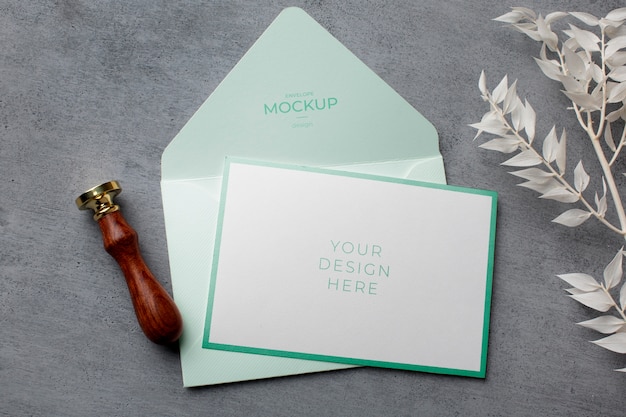 Envelope still life mock-up design with classy decor