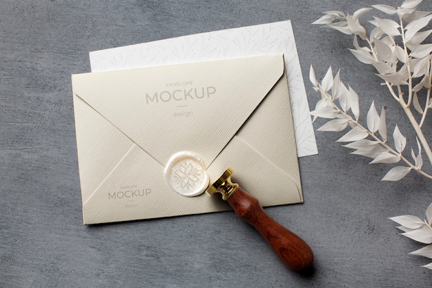 Envelope still life mock-up design with classy decor