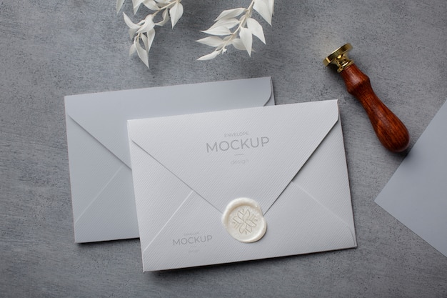 Envelope still life mock-up design with classy decor