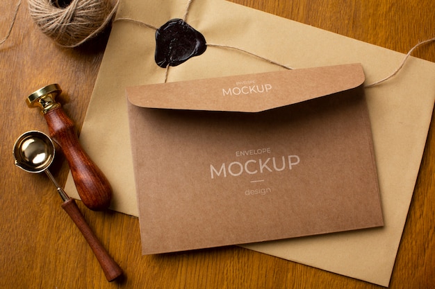 envelope still life mock-up design with classy decor