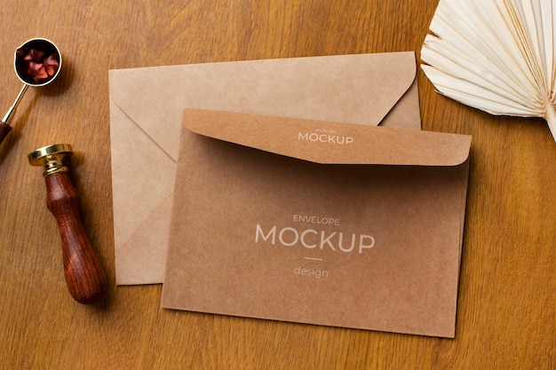 PSD envelope still life mock-up design with classy decor