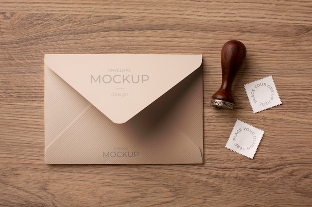 PSD envelope still life mock-up design with classy decor