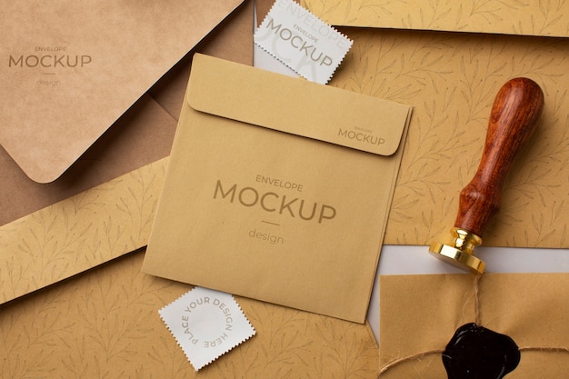 PSD envelope still life mock-up design with classy decor