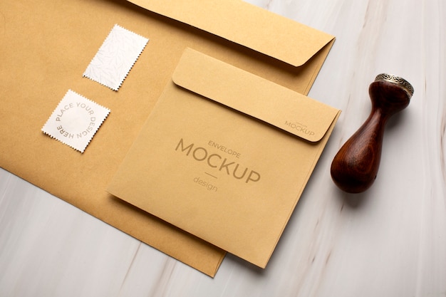 PSD envelope still life mock-up design with classy decor