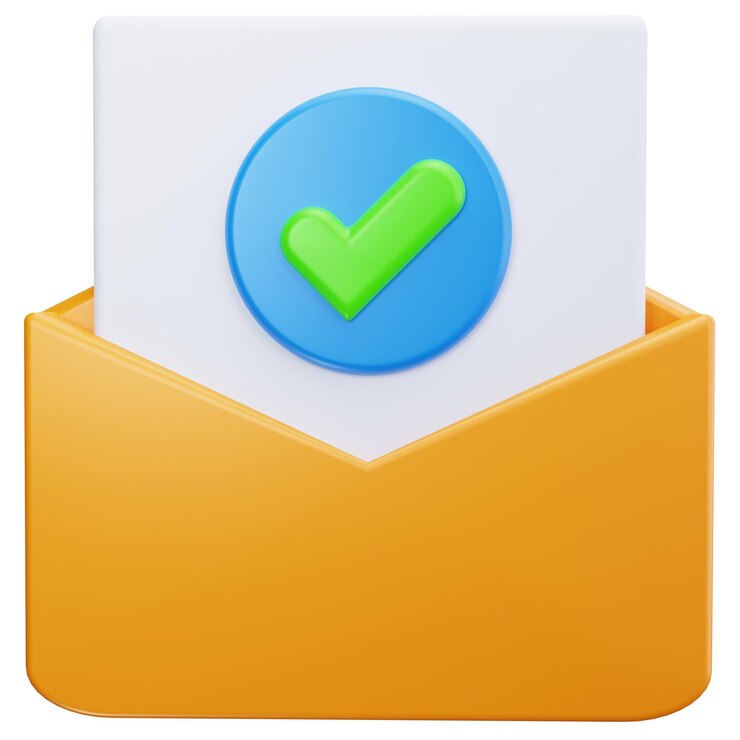 PSD envelope with a check mark email confirmation
