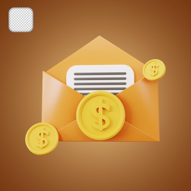 PSD an envelope with a dollar sign and a letter with a message in it