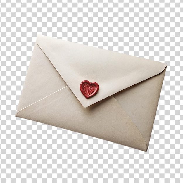 PSD envelope with a heart isolated on transparent background