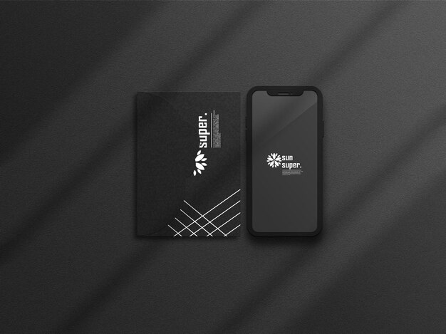 envelope with mobile phone photoshop mockup