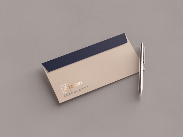 Envelope with pen mockup