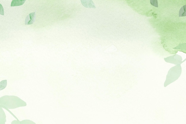 PSD environment background green watercolor psd with leaf border illustration