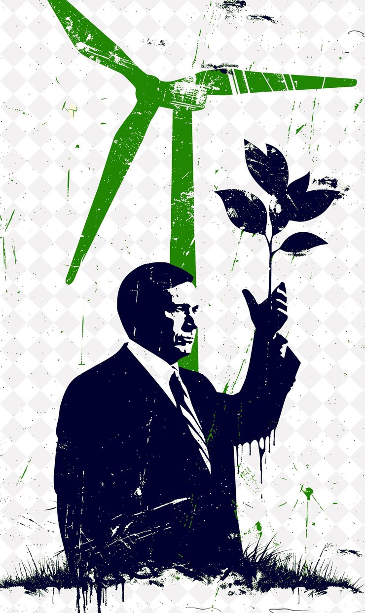 PSD environmental presidential candidate portrait with a red win flat illustration election campaign