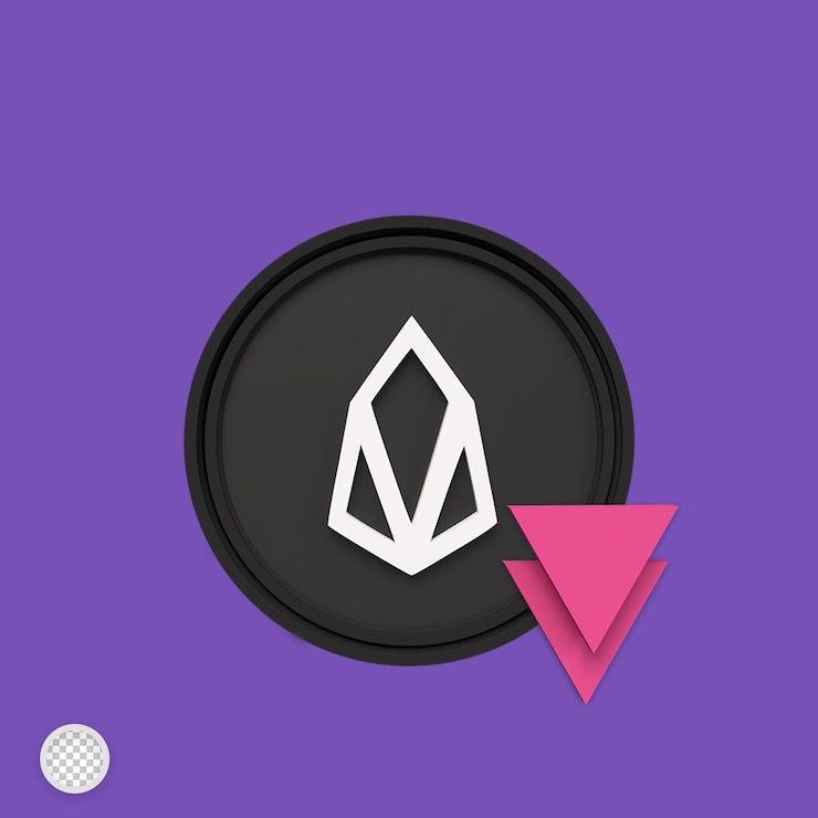 PSD eos cryptocurrency going down 3d render illustration