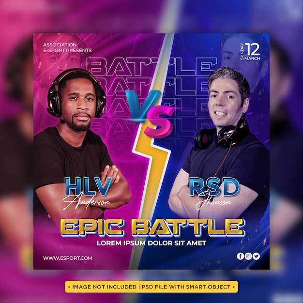 PSD epic battle versus esport social media post template