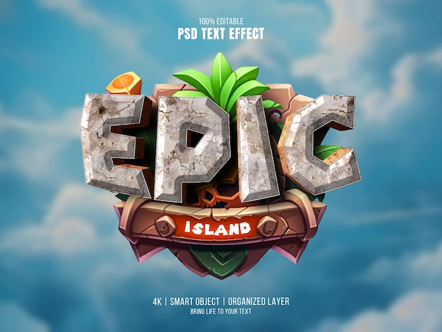 PSD epic island text effect