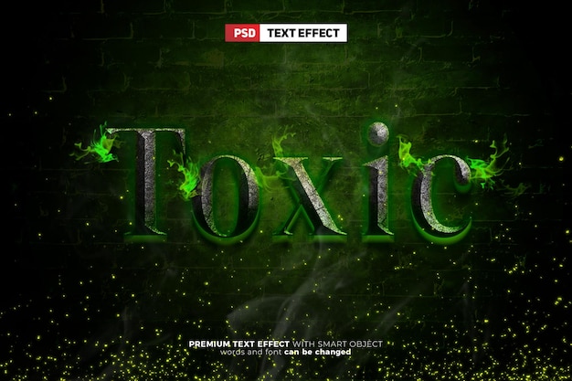 Epic toxic glow 3d editable text effect mockup game logo template