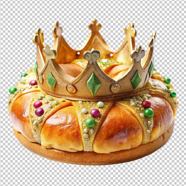 PSD epiphany kings cake with the crown on transparent background