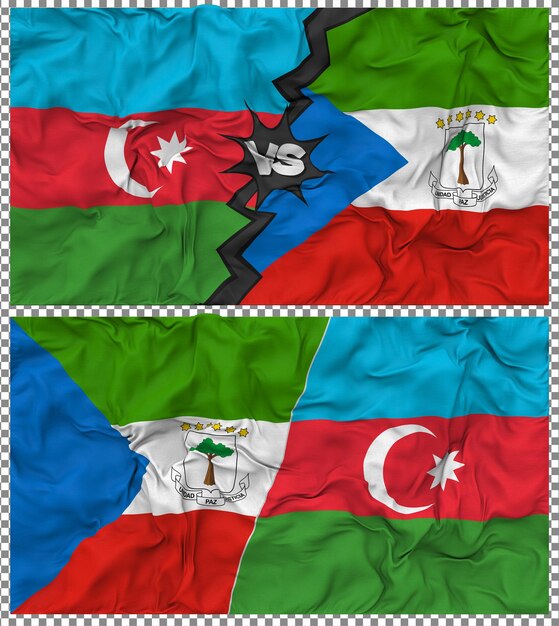 Equatoriaal-Guinea versus Azerbeidzjan Halve gecombineerde vlag Cloth Bump Texture 3D Rendering