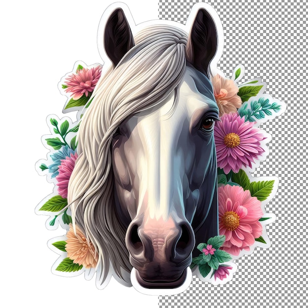 PSD equestrian elegance noble horse portrait sticker