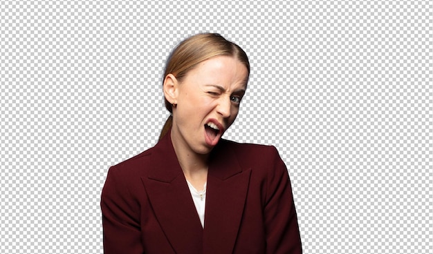 er blij en vriendelijk uitzien, glimlachend en met een positieve houding naar je knipogen