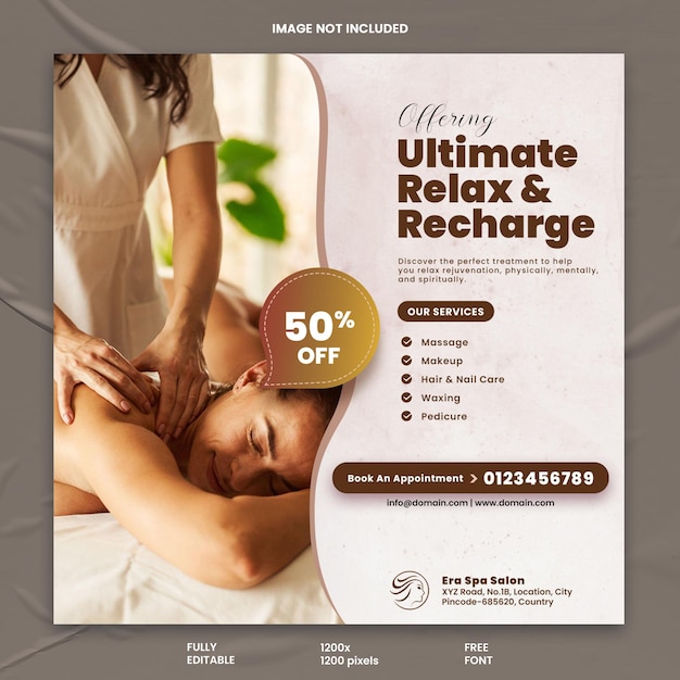 Era Spa Salon Beauty parlour social media post en banner sjabloon